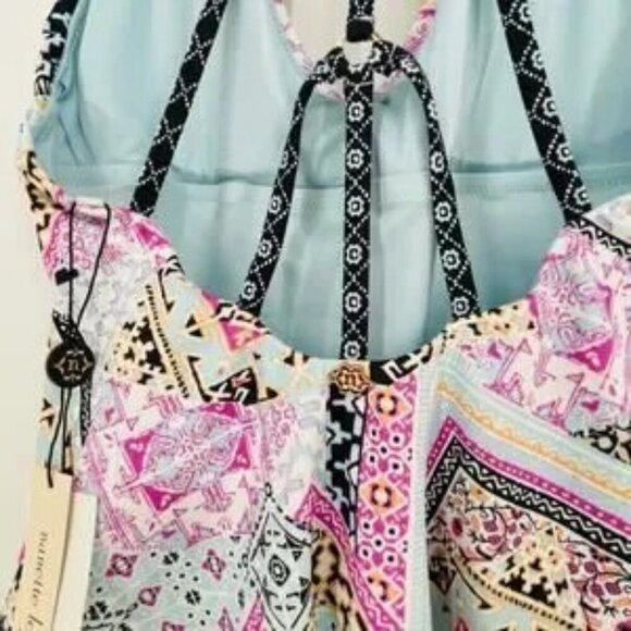 Nanette Lepore Swimsuit 8 Printed One Piece Blue and Purple NWT $155 - Picture 5 of 9
